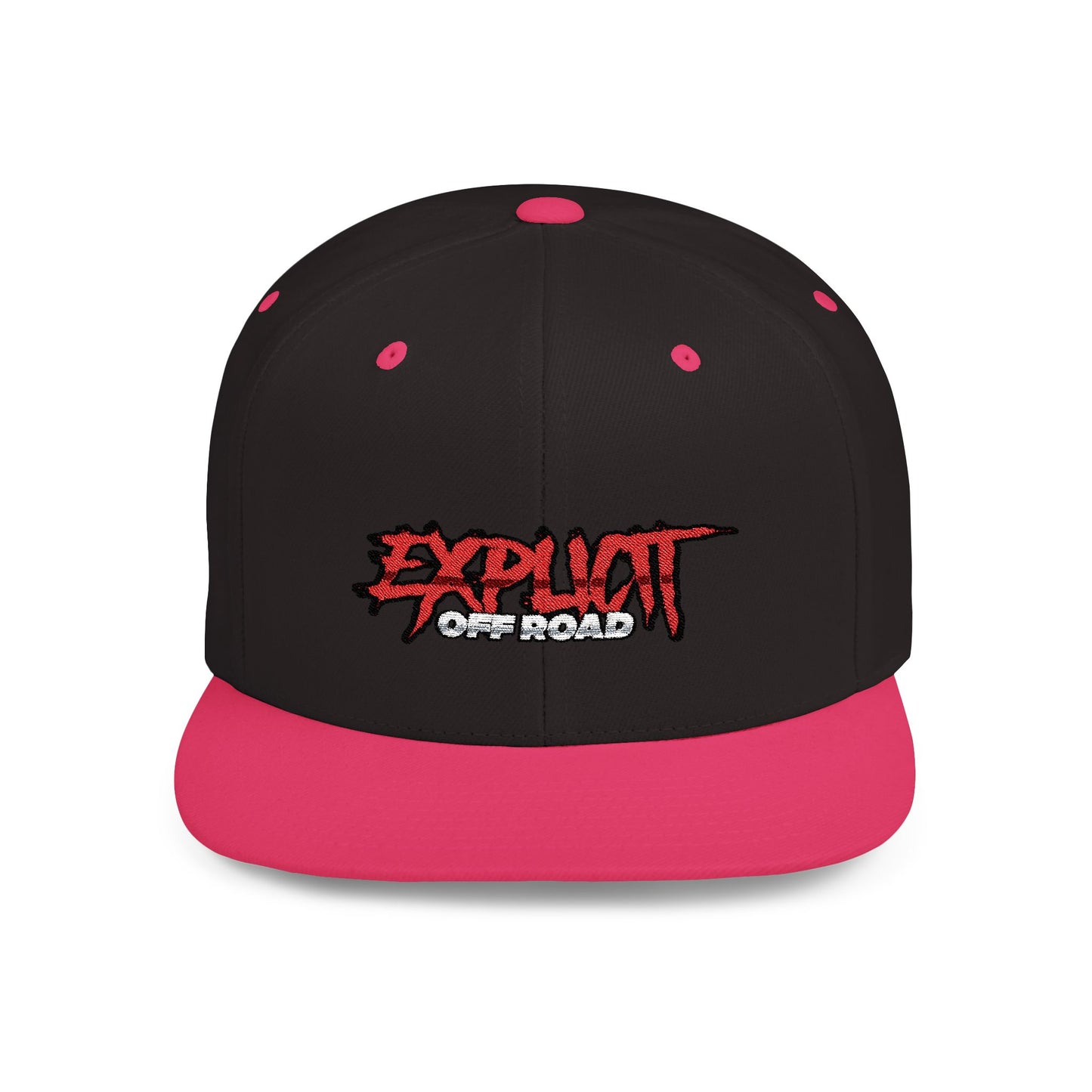 Explicit Off-Road Flat Bill Snapback Hat - Trendy White Cap for Adventure Enthusiasts