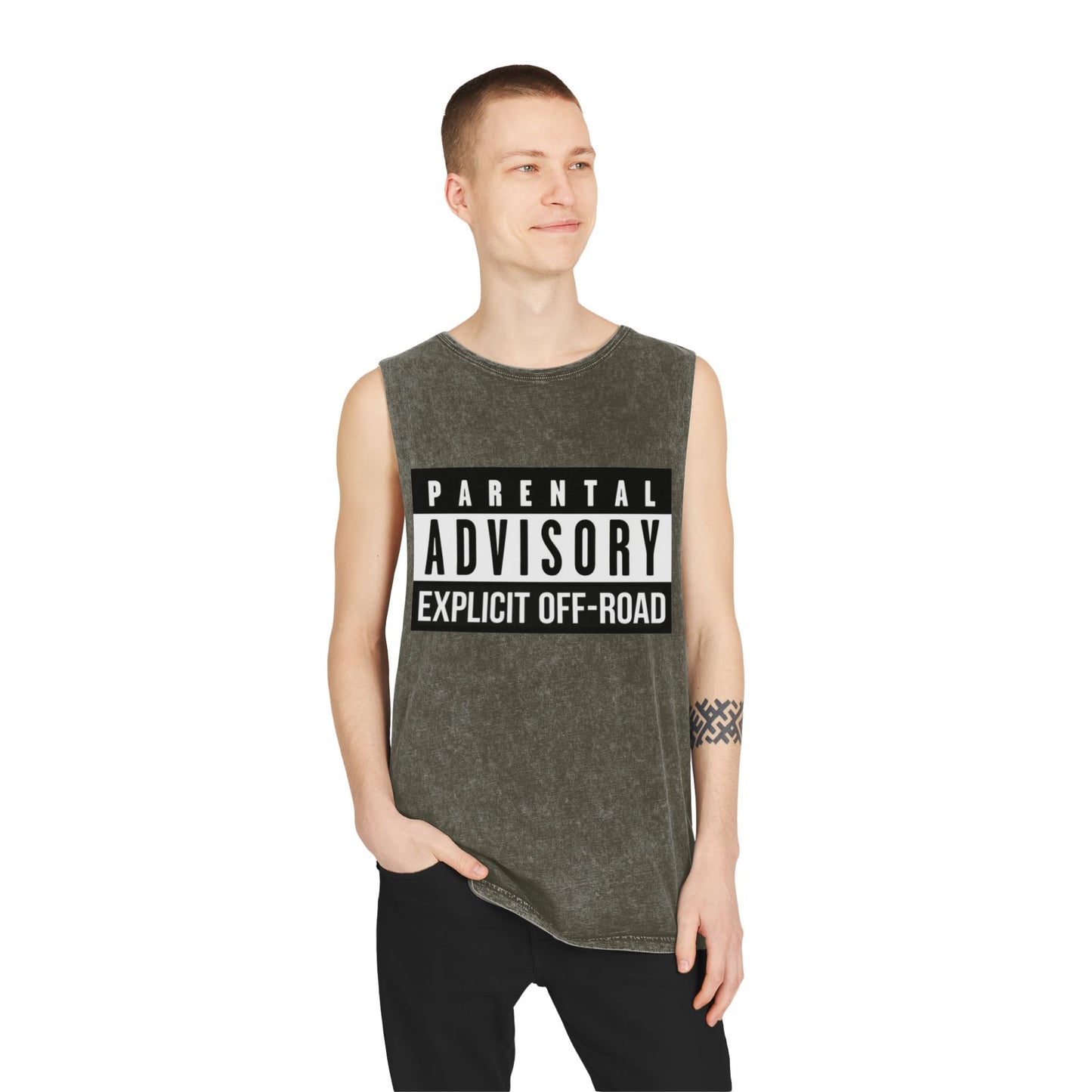 Parental Advisory Off-Road Stonewash Tank Top - Unisex Graphic Tee