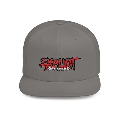 Explicit Off-Road Flat Bill Snapback Hat - Trendy White Cap for Adventure Enthusiasts