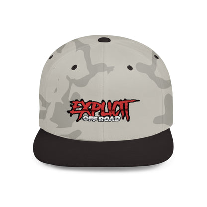 Explicit Off-Road Flat Bill Snapback Hat - Trendy White Cap for Adventure Enthusiasts