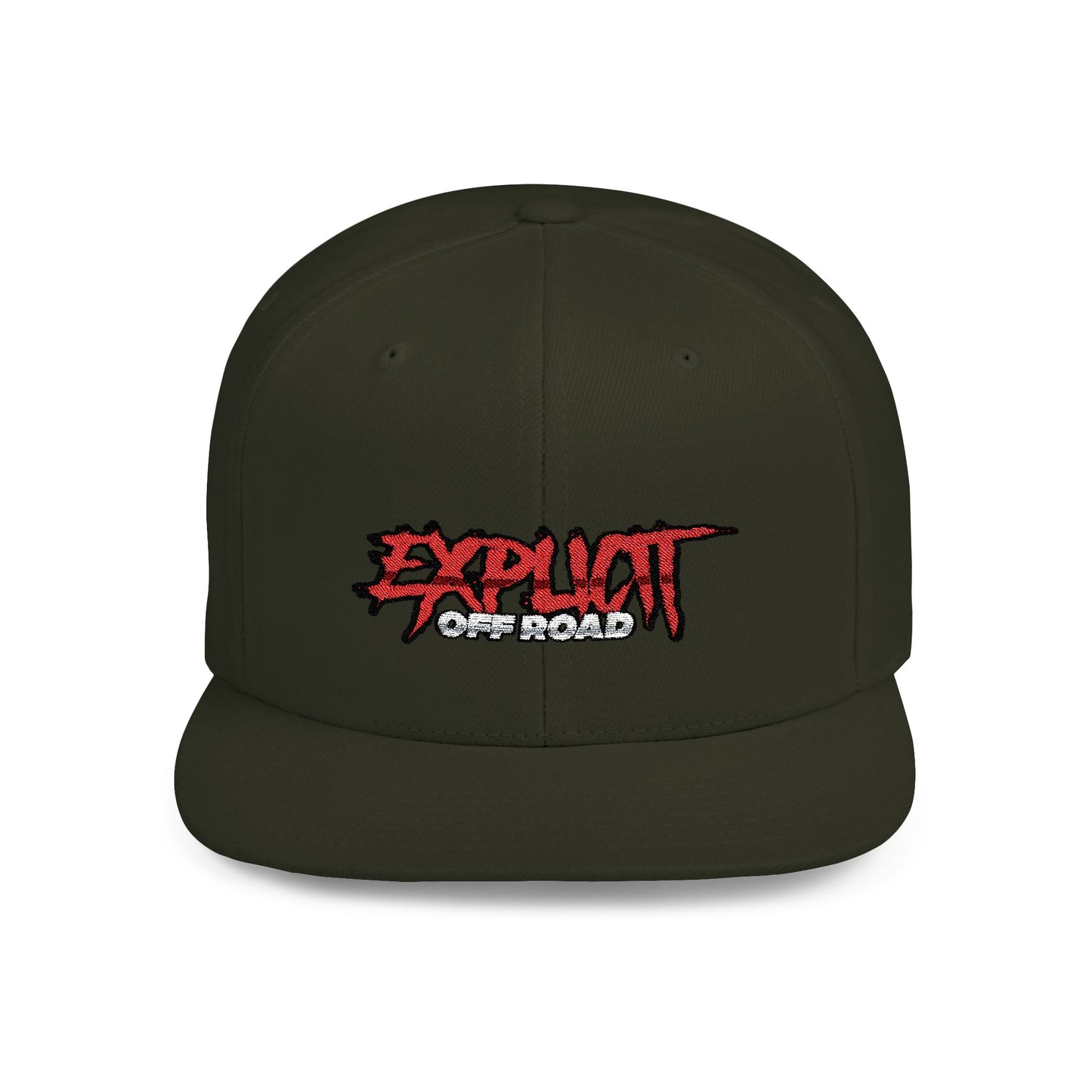 Explicit Off-Road Flat Bill Snapback Hat - Trendy White Cap for Adventure Enthusiasts