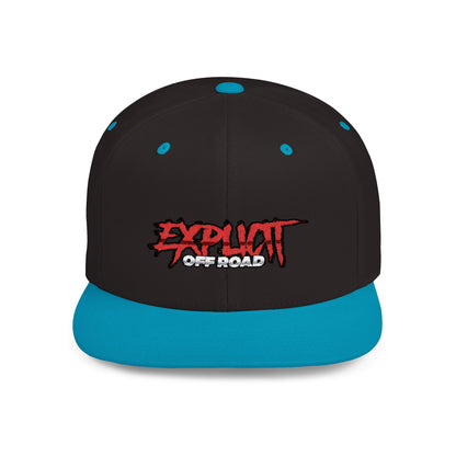 Explicit Off-Road Flat Bill Snapback Hat - Trendy White Cap for Adventure Enthusiasts