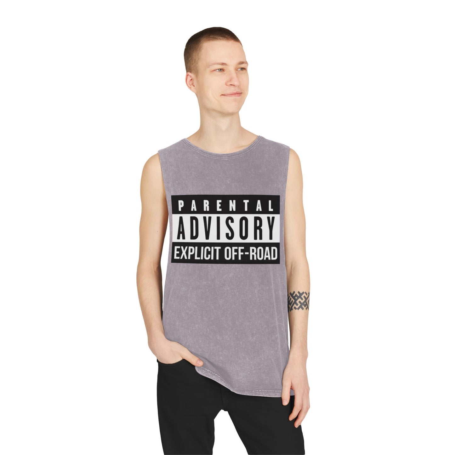 Parental Advisory Off-Road Stonewash Tank Top - Unisex Graphic Tee