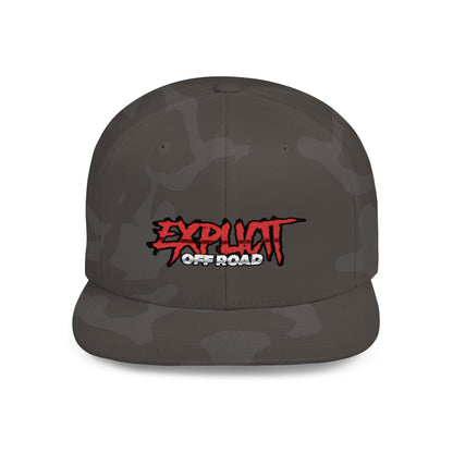 Explicit Off-Road Flat Bill Snapback Hat - Trendy White Cap for Adventure Enthusiasts