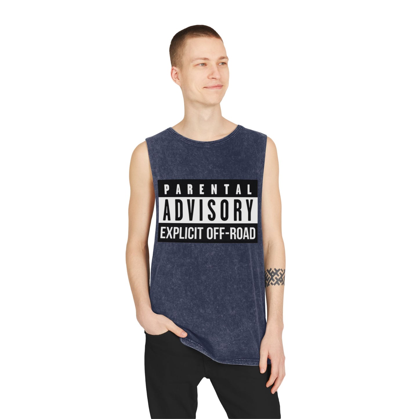 Parental Advisory Off-Road Stonewash Tank Top - Unisex Graphic Tee