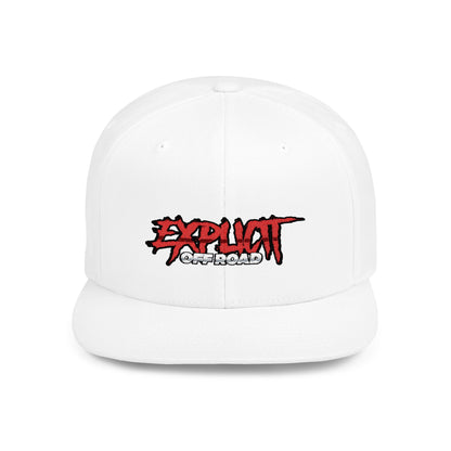 Explicit Off-Road Flat Bill Snapback Hat - Trendy White Cap for Adventure Enthusiasts