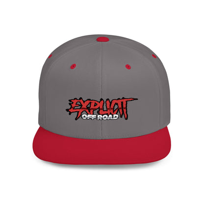 Explicit Off-Road Flat Bill Snapback Hat - Trendy White Cap for Adventure Enthusiasts