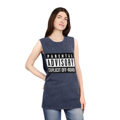 Parental Advisory Off-Road Stonewash Tank Top - Unisex Graphic Tee