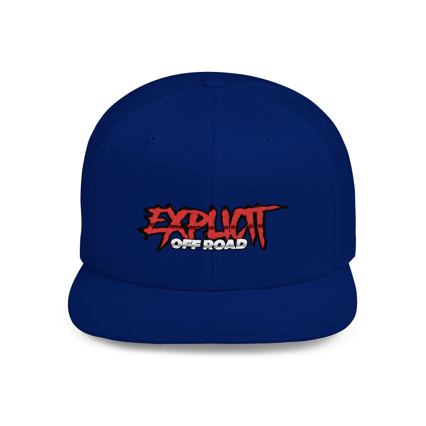 Explicit Off-Road Flat Bill Snapback Hat - Trendy White Cap for Adventure Enthusiasts